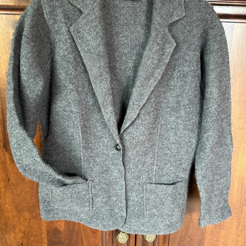 Evan Picone 100% Wool Comfy Sweater Jacket with Pockets Gray